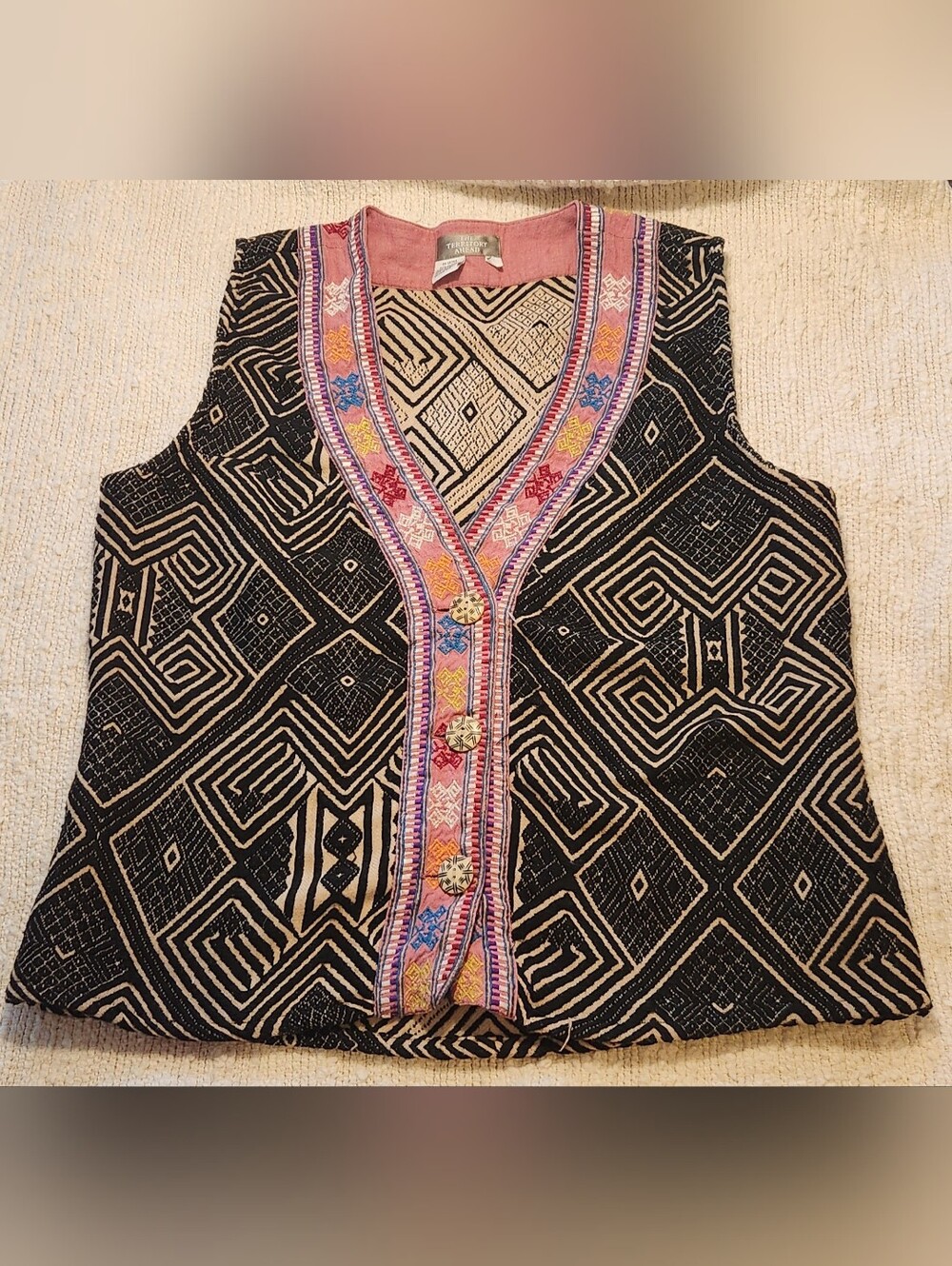 The Territory Ahead Vintage 90s Woven Patchwork Artison Vest. Size L